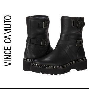 VINCE CAMUTO Womens Messtia Buckle Lug Sole Motocycle Boots Size 7